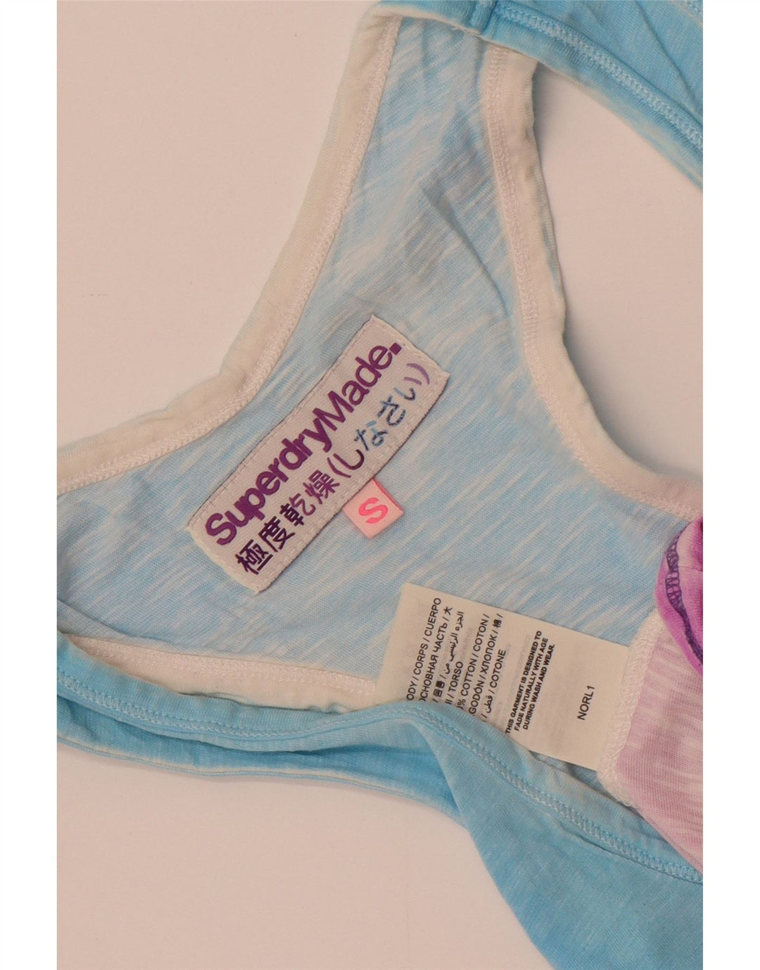 Superdry Mens Graphic Vest Top Pequeno Azul Colorblock Algodão