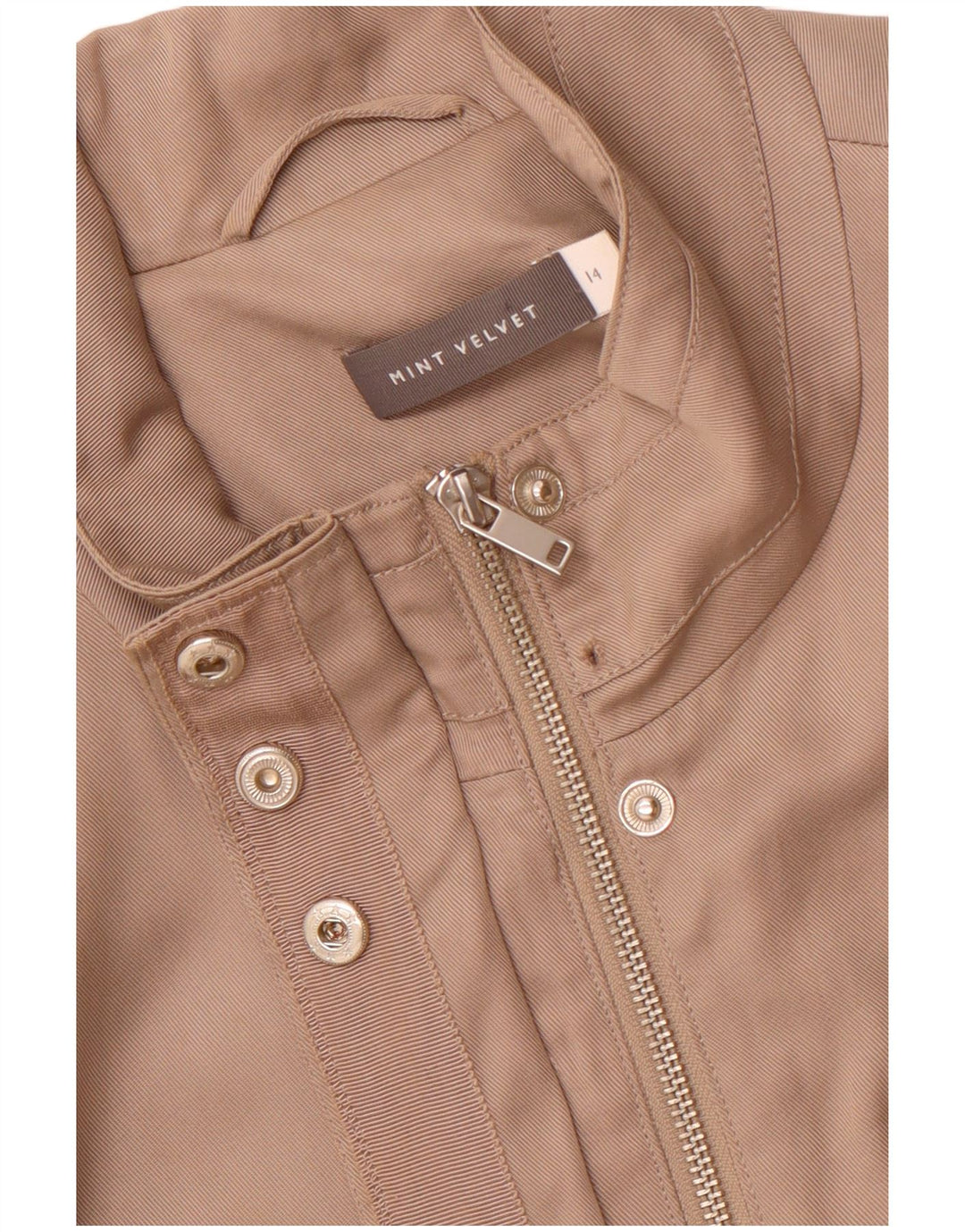 Jaqueta utilitária feminina MINT VELVET Reino Unido 14 Lyocell marrom médio