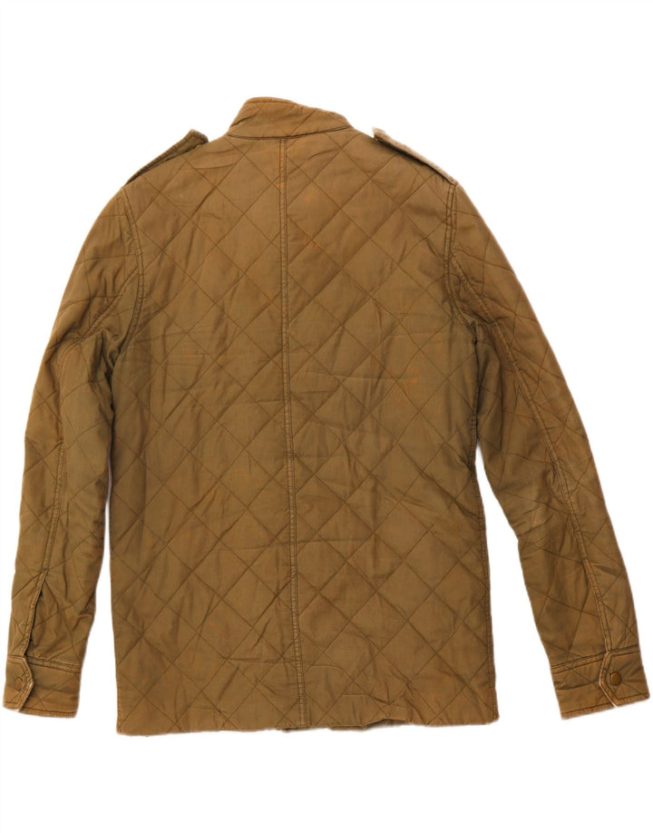 Jaqueta acolchoada militar masculina JACK WILLS Reino Unido 36 algodão cáqui pequeno