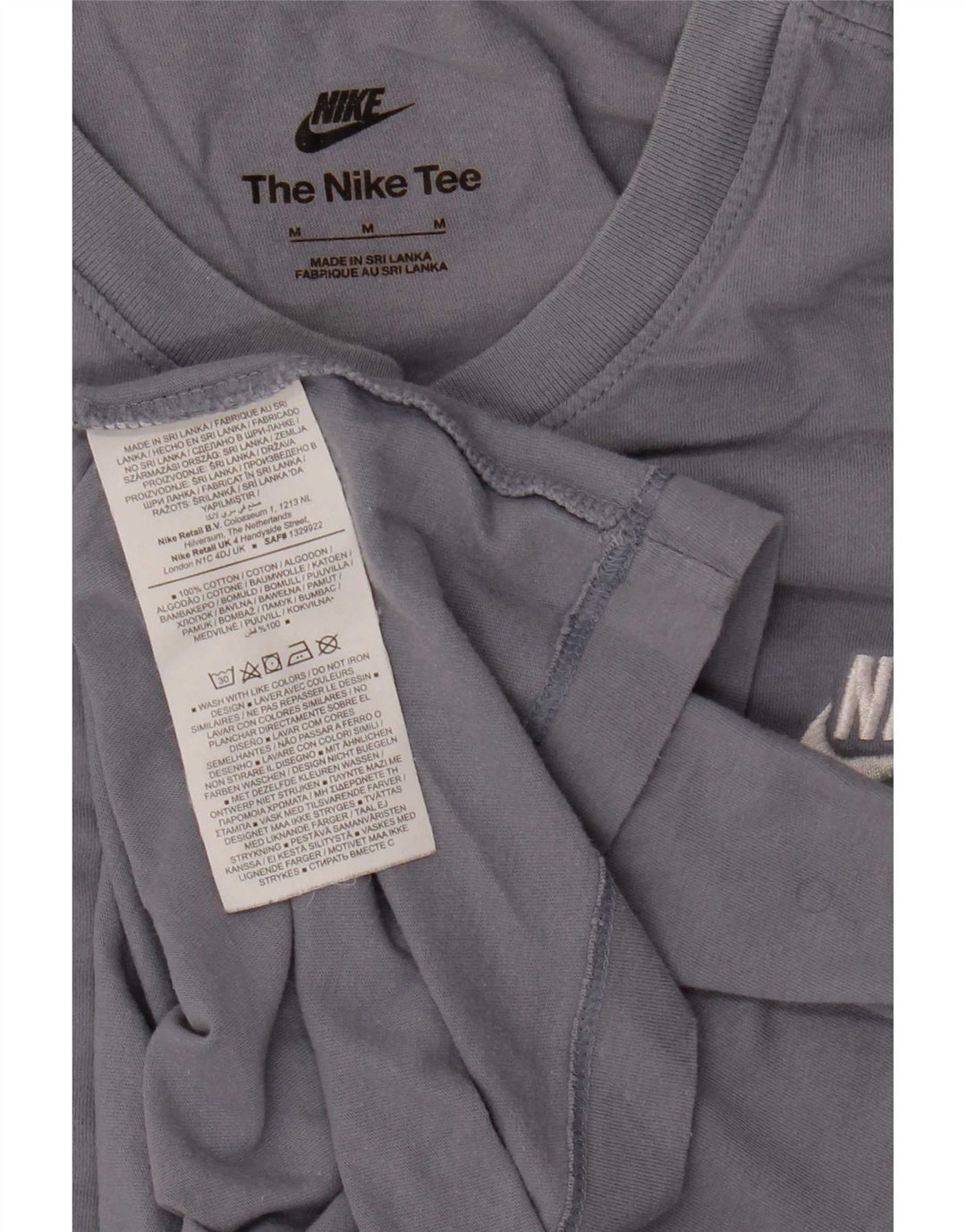 Nike Mens Camiseta Top Médio Algodão Azul