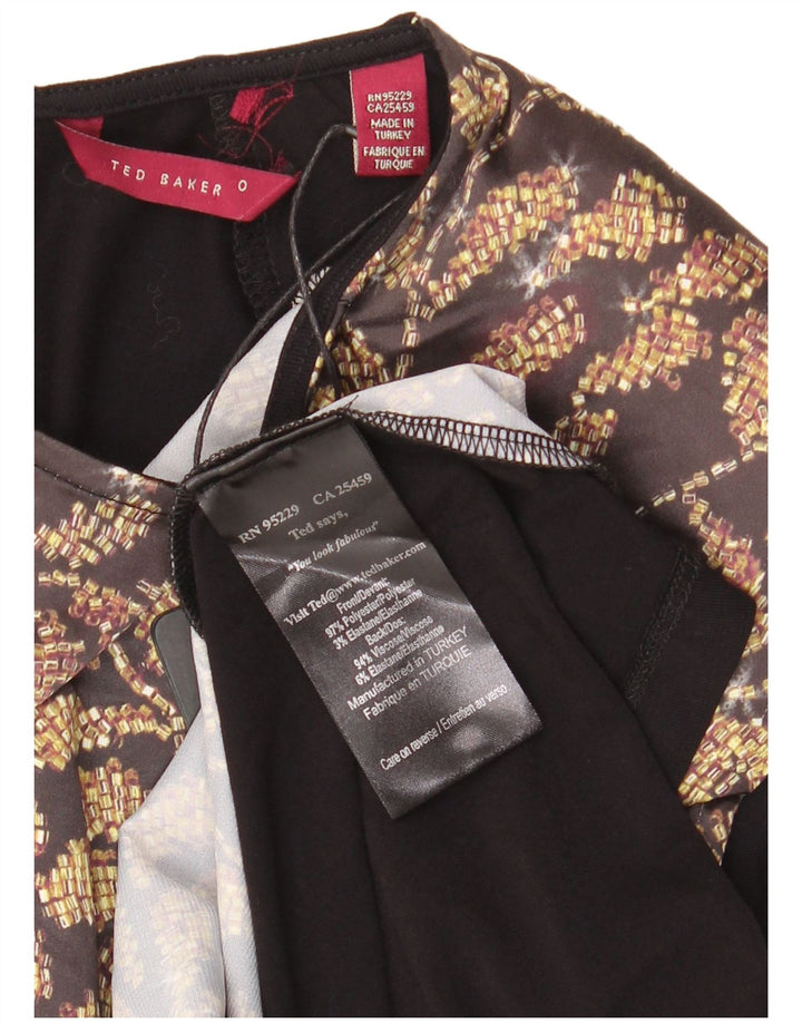 Vestido feminino Ted Baker tamanho 0 2XS preto floral poliéster