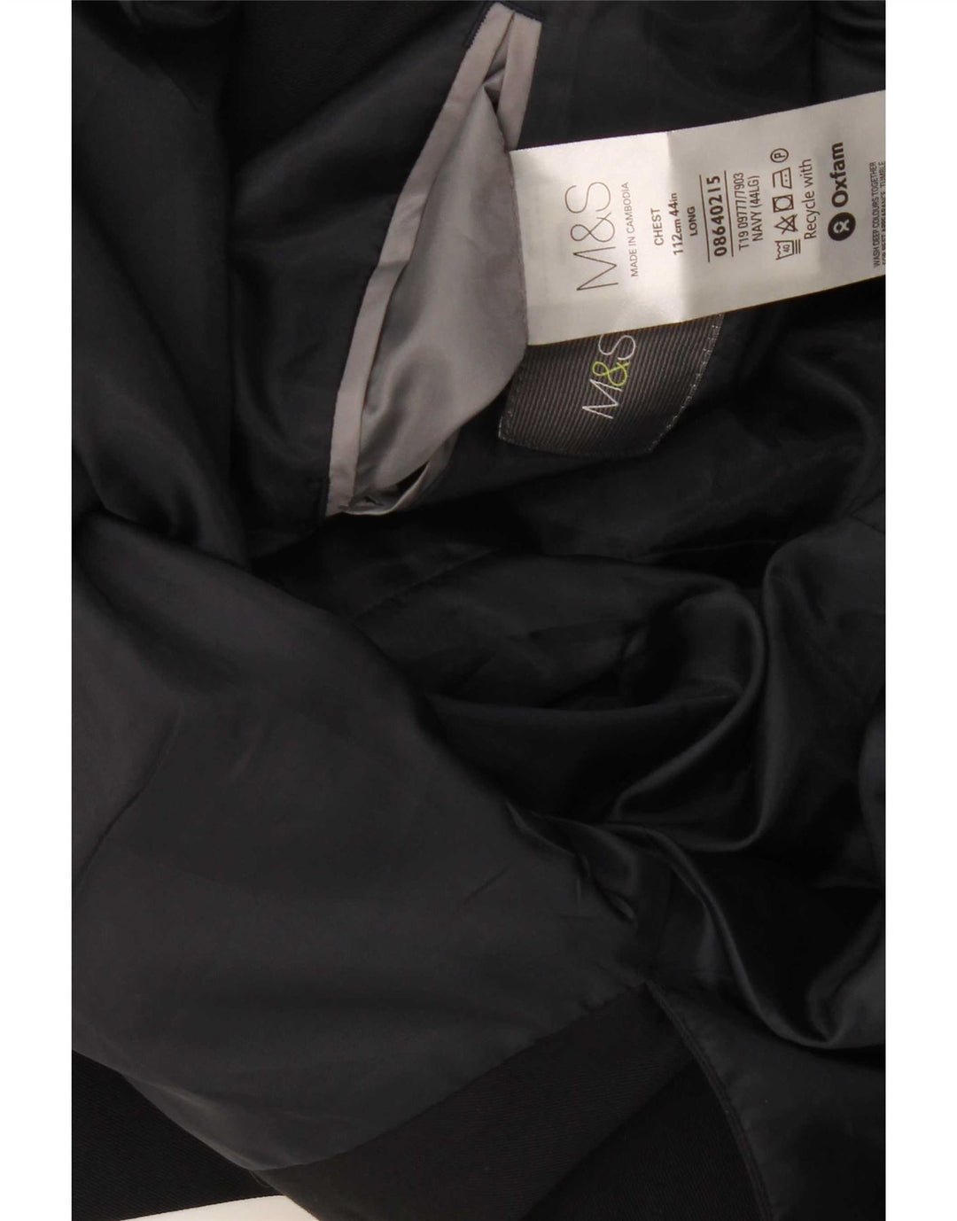 Jaqueta blazer masculina longa de 2 botões Marks & Spencer Reino Unido 44 XL azul marinho