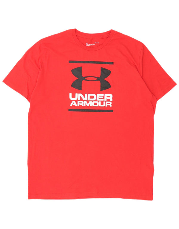 Camiseta gráfica masculina Under Armour grande algodão vermelho
