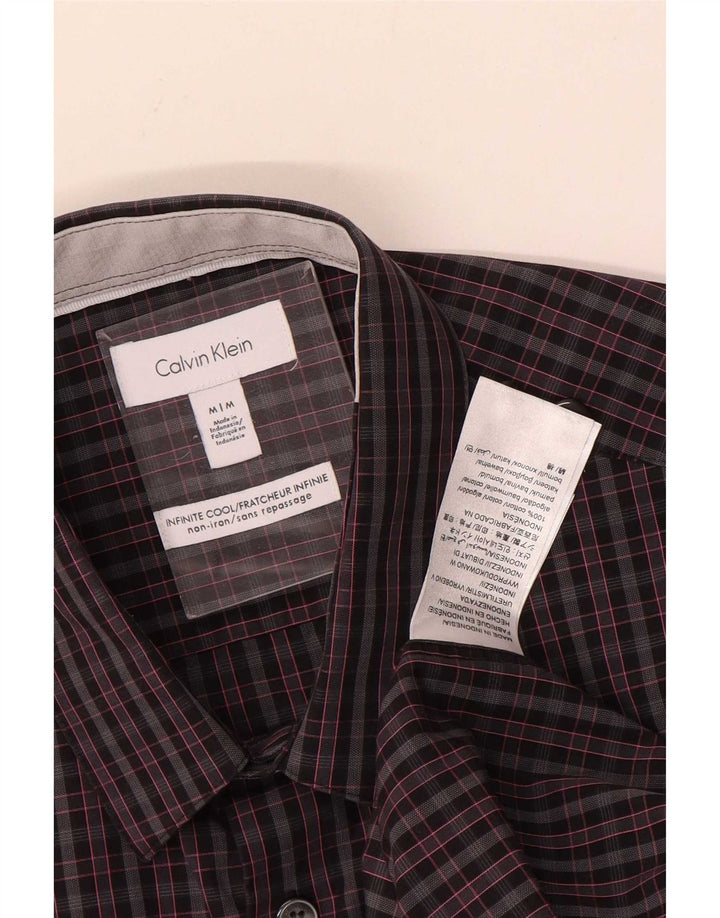 Camisa masculina Calvin Klein cinza médio xadrez algodão