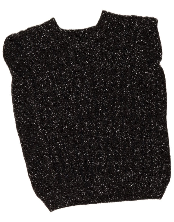 Colete feminino vintage regata UK 12 médio preto manchado