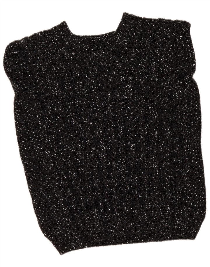 Colete feminino vintage regata UK 12 médio preto manchado