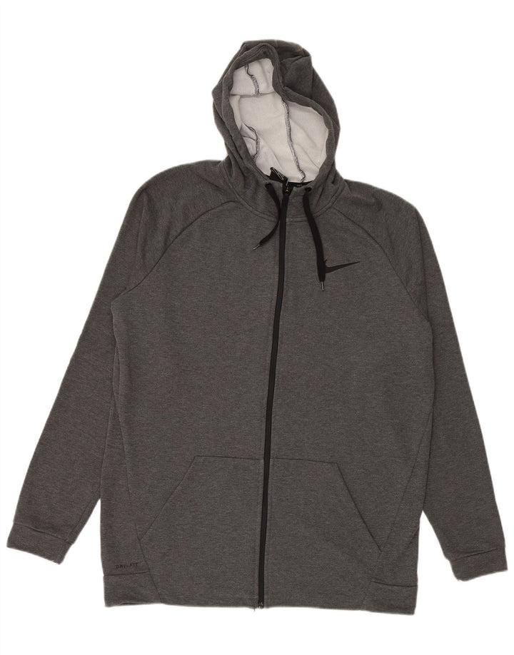 Suéter NIKE masculino Dri Fit Zip com capuz XL cinza poliéster