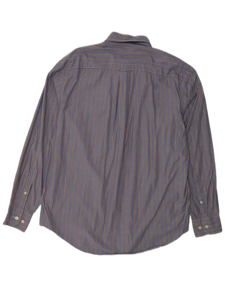 Camisa masculina Nautica de algodão listrado azul médio