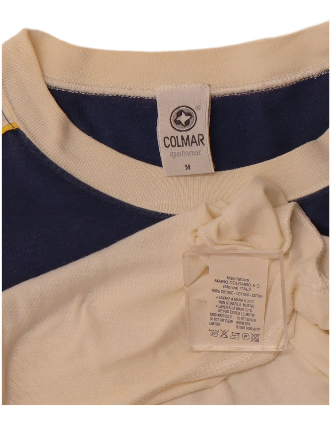 Camiseta gráfica masculina COLMAR Top médio branco colorblock algodão esportivo