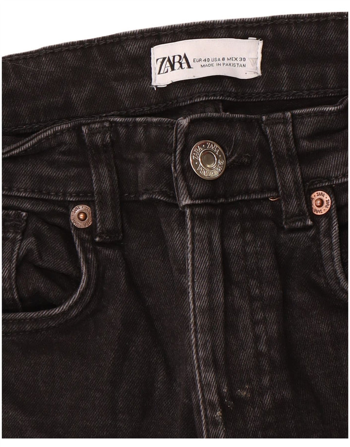 Calça jeans reta feminina Zara EU 40 médio W30 L26 preto