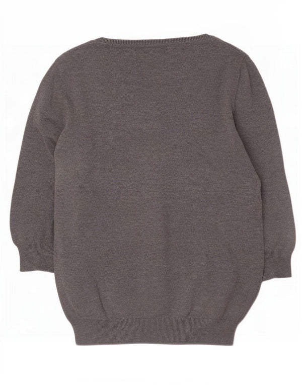 Suéter cardigã feminino Zara manga 3/4 Reino Unido 12 algodão cinza médio