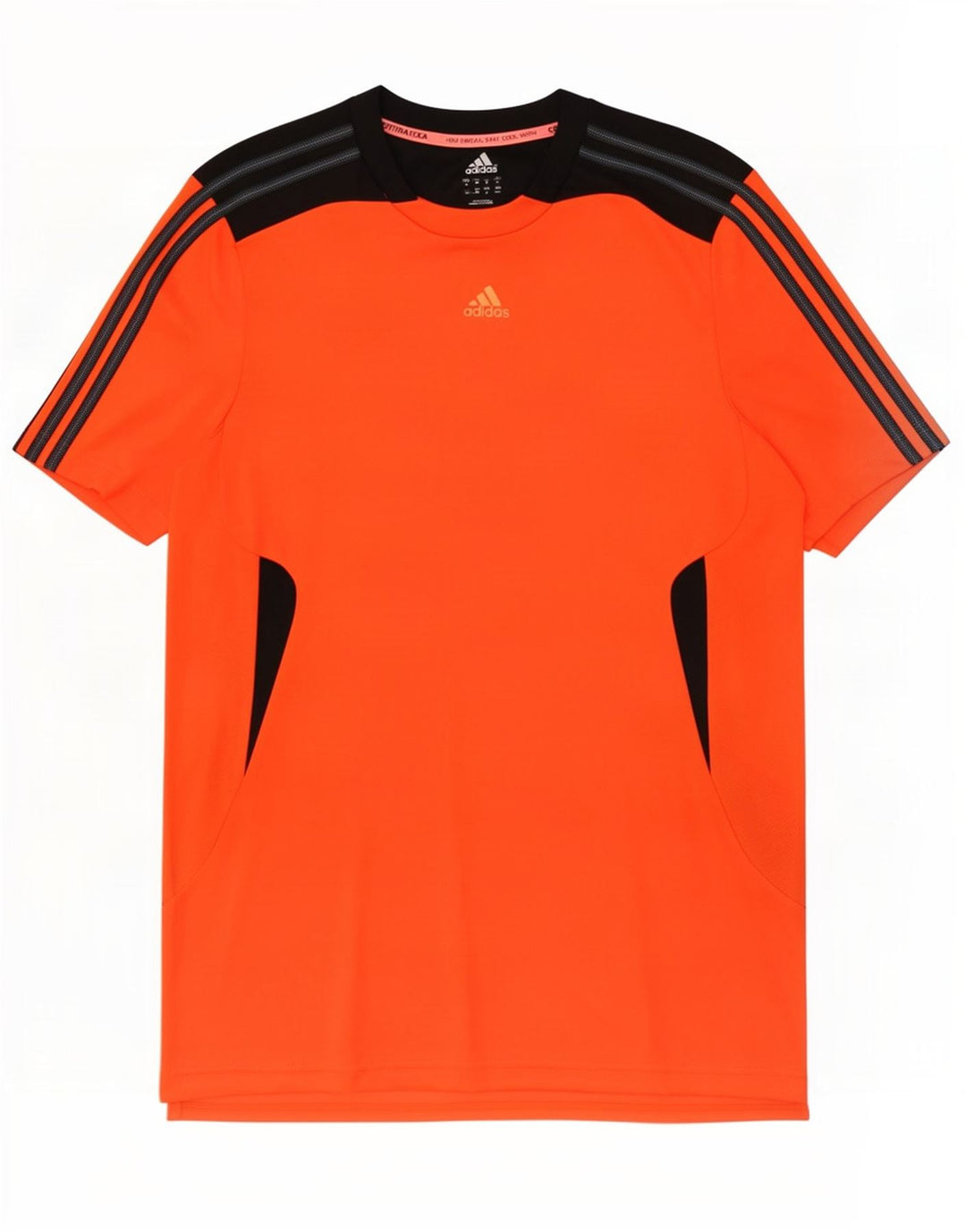 Adidas Masculino Climacool Camiseta Top Médio Laranja Colorblock Poliéster