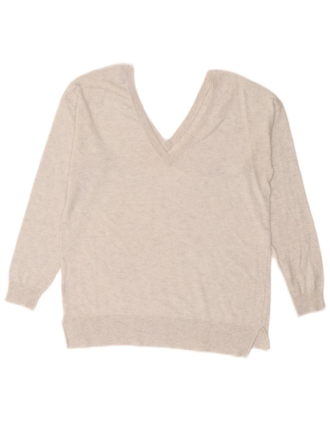 Suéter feminino Zara com decote em V Reino Unido 16 grande cinza