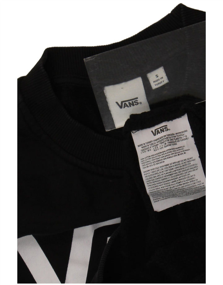 Vans feminino gráfico moletom jumper UK 10 pequeno algodão preto