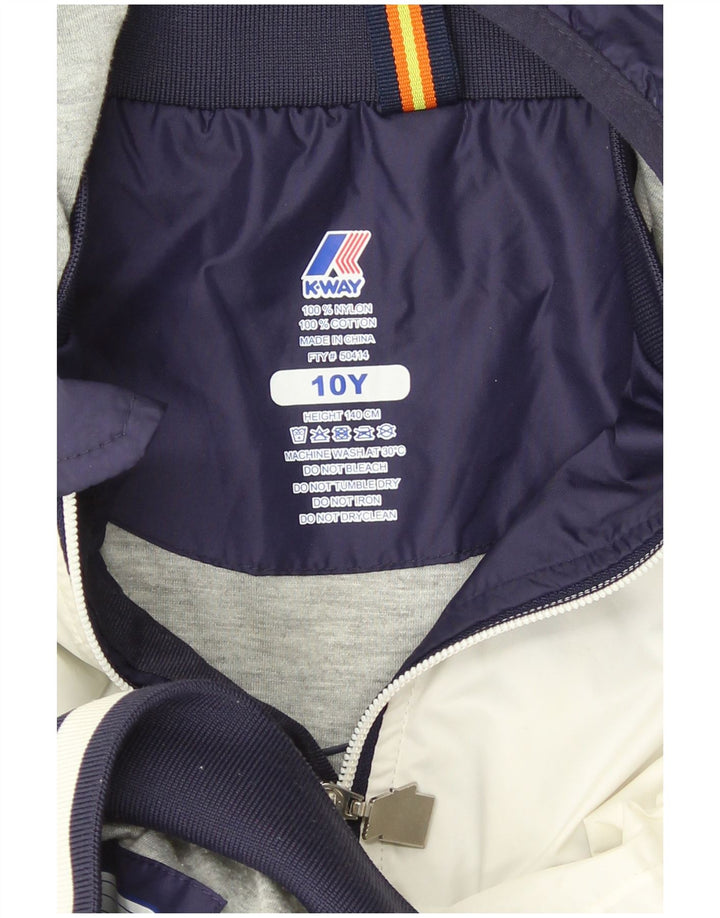 Jaqueta bomber com capuz K-Way Boys 9-10 anos azul marinho Colourblock Nylon
