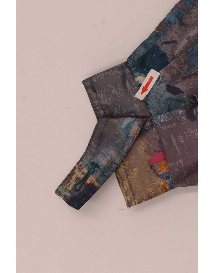 Jaqueta corta-vento feminina abstrata vintage Reino Unido 14 grande retro multicolorido