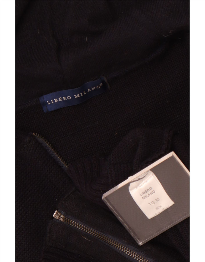 Suéter cardigã feminino com capuz Libero Milano Reino Unido 14 lã preta média