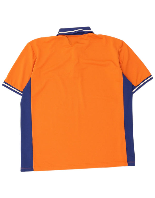 Sergio Tacchini Camisa polo masculina gráfica de rugby XL laranja bloco colorido