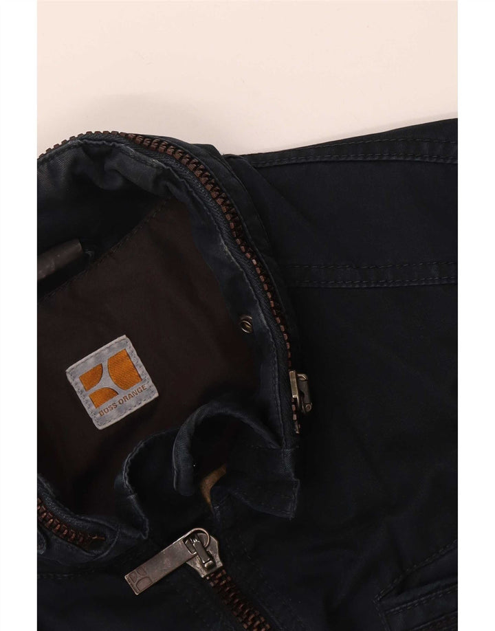 Jaqueta utilitária masculina com capuz Hugo Boss Reino Unido 38 azul marinho médio