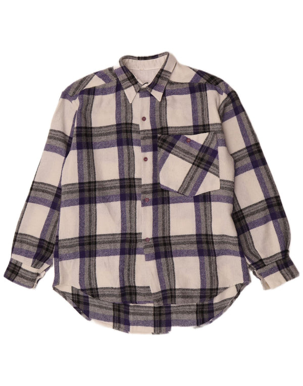 Camisa desproporcionado de flanela masculina vintage poliéster colorido pequeno xadrez
