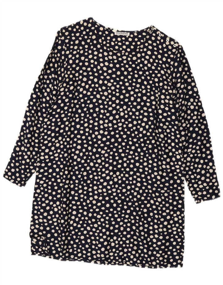 Vestido feminino Cacharel de manga comprida com bolinhas azul marinho médio EU 38