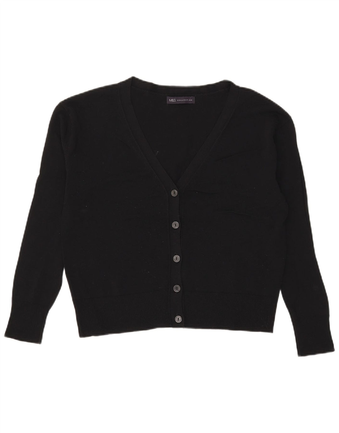 Suéter cardigã feminino Marks & Spencer crop oversized Reino Unido 8 pequeno preto