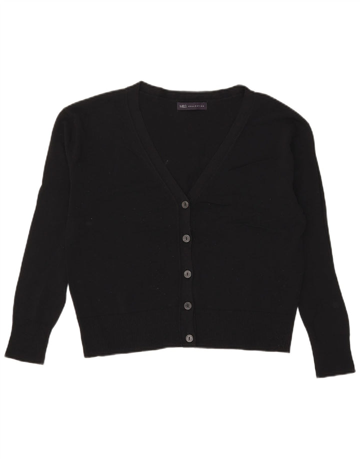 Suéter cardigã feminino Marks & Spencer crop oversized Reino Unido 8 pequeno preto