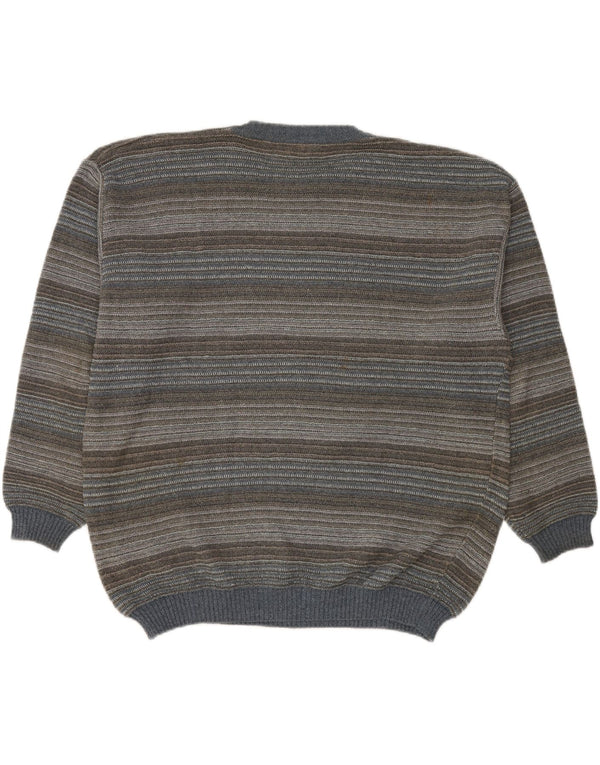Suéter masculino RODES com gola redonda 2XL algodão listrado multicolorido