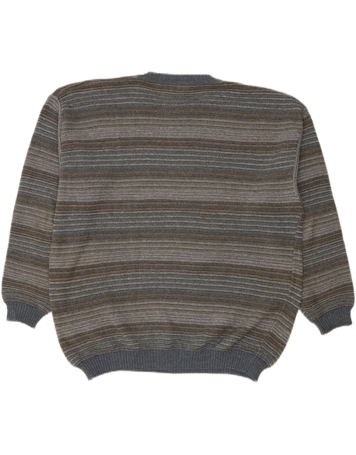 Suéter masculino RODES com gola redonda 2XL algodão listrado multicolorido