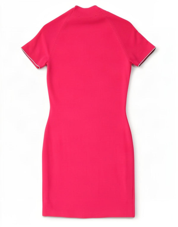 Vestido bodycon feminino Zara UK 10 pequeno viscose rosa