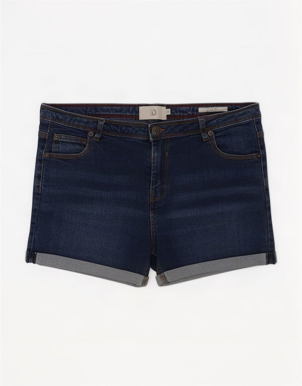 Shorts jeans feminino slim fit da Dack IT 46 grande W32 algodão azul marinho
