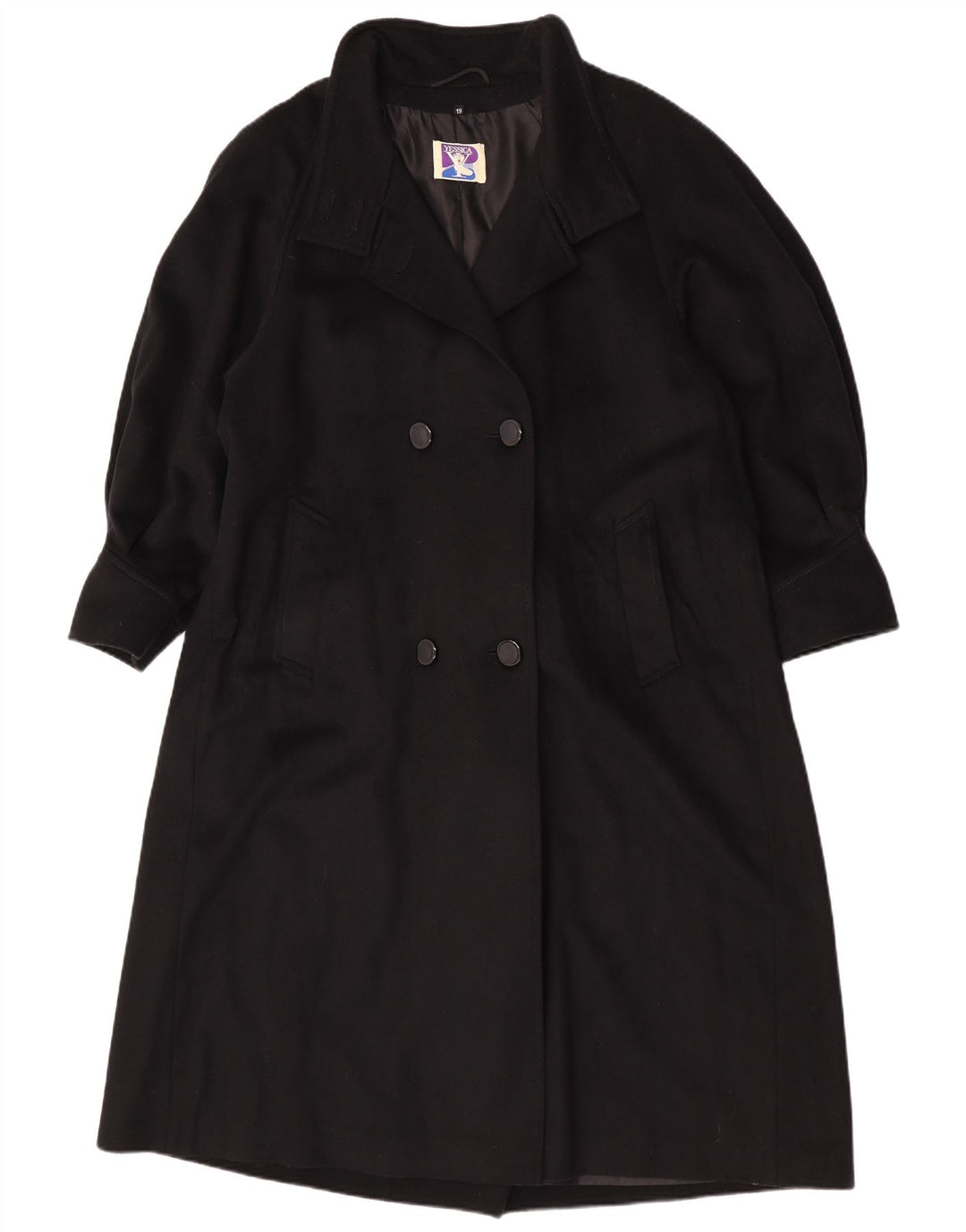 Casaco feminino Yessica com peito duplo UK 20 2XL lã preta