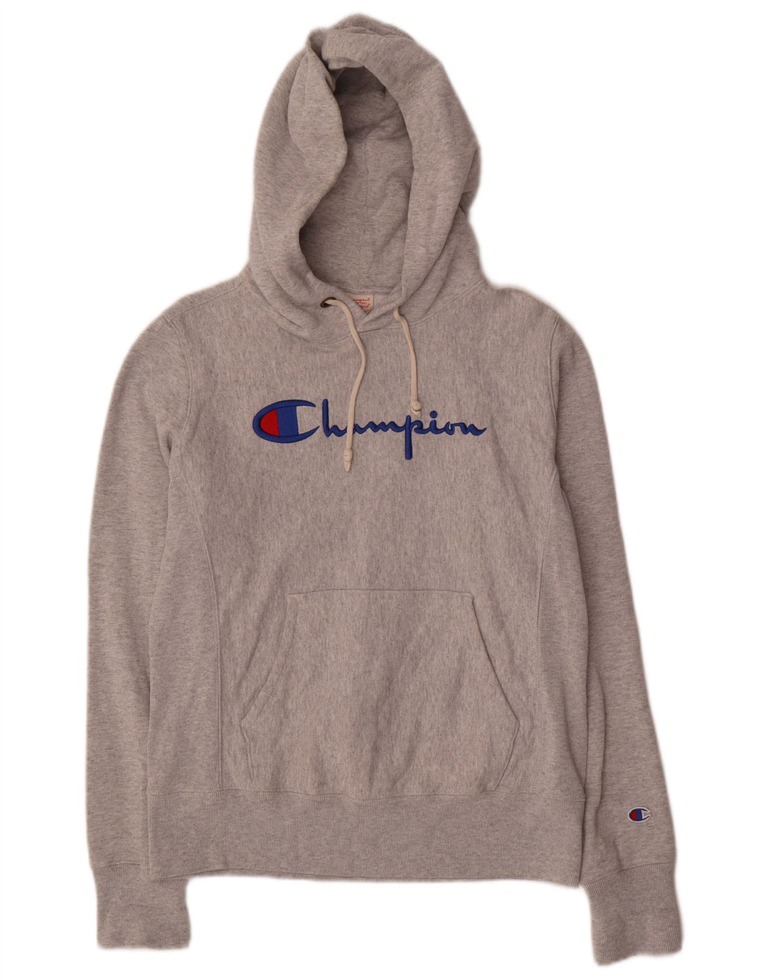 CHAMPION Suéter feminino com capuz gráfico Reverse Weave Reino Unido 14 cinza médio