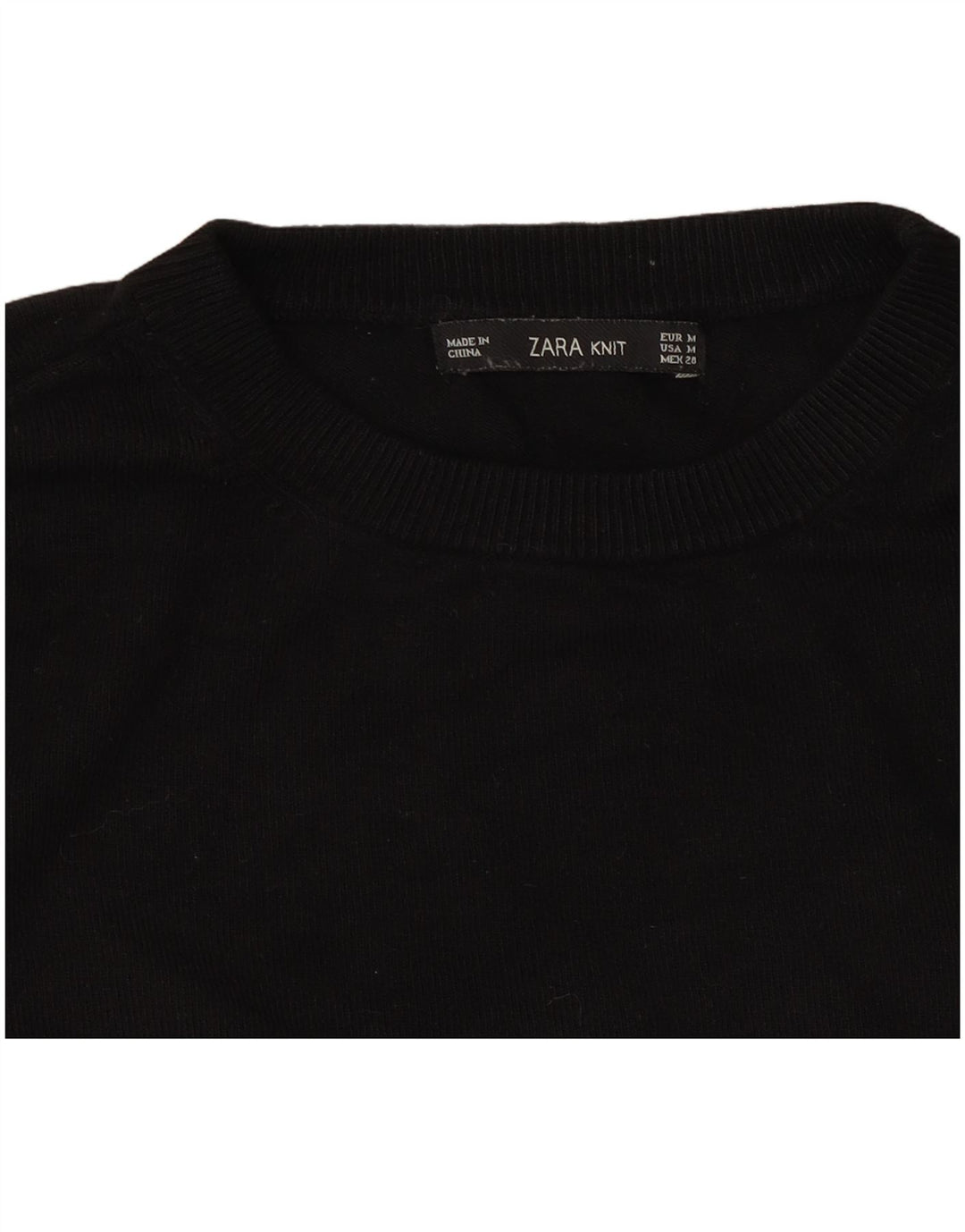 Zara Suéter feminino com gola redonda, Reino Unido 12 Médio Preto