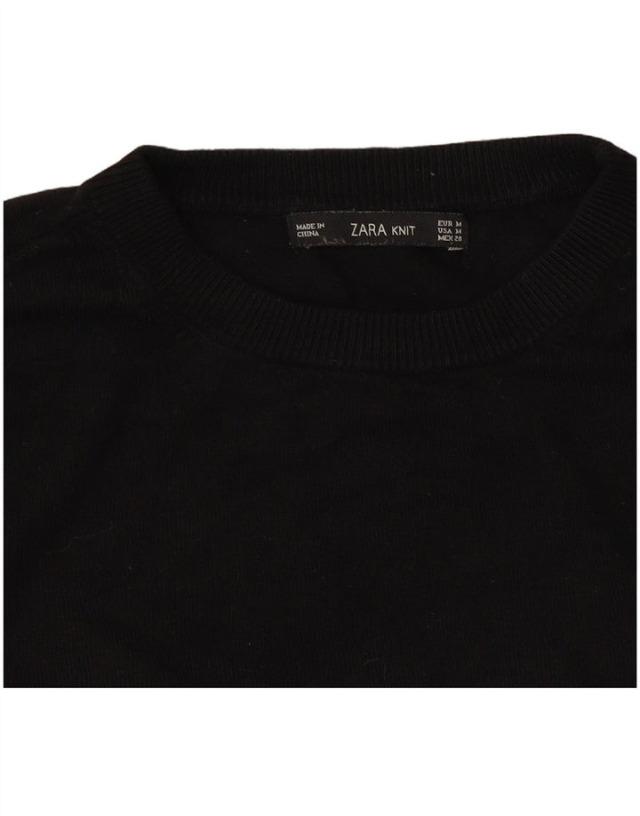 Zara Suéter feminino com gola redonda, Reino Unido 12 Médio Preto