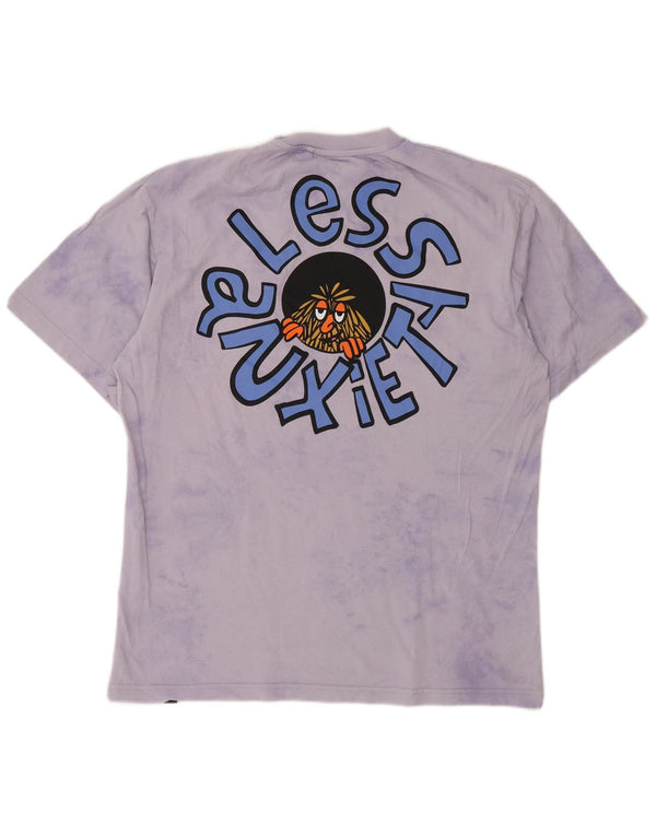 Camiseta gráfica masculina Pull & Bear Top médio roxo tie-dye