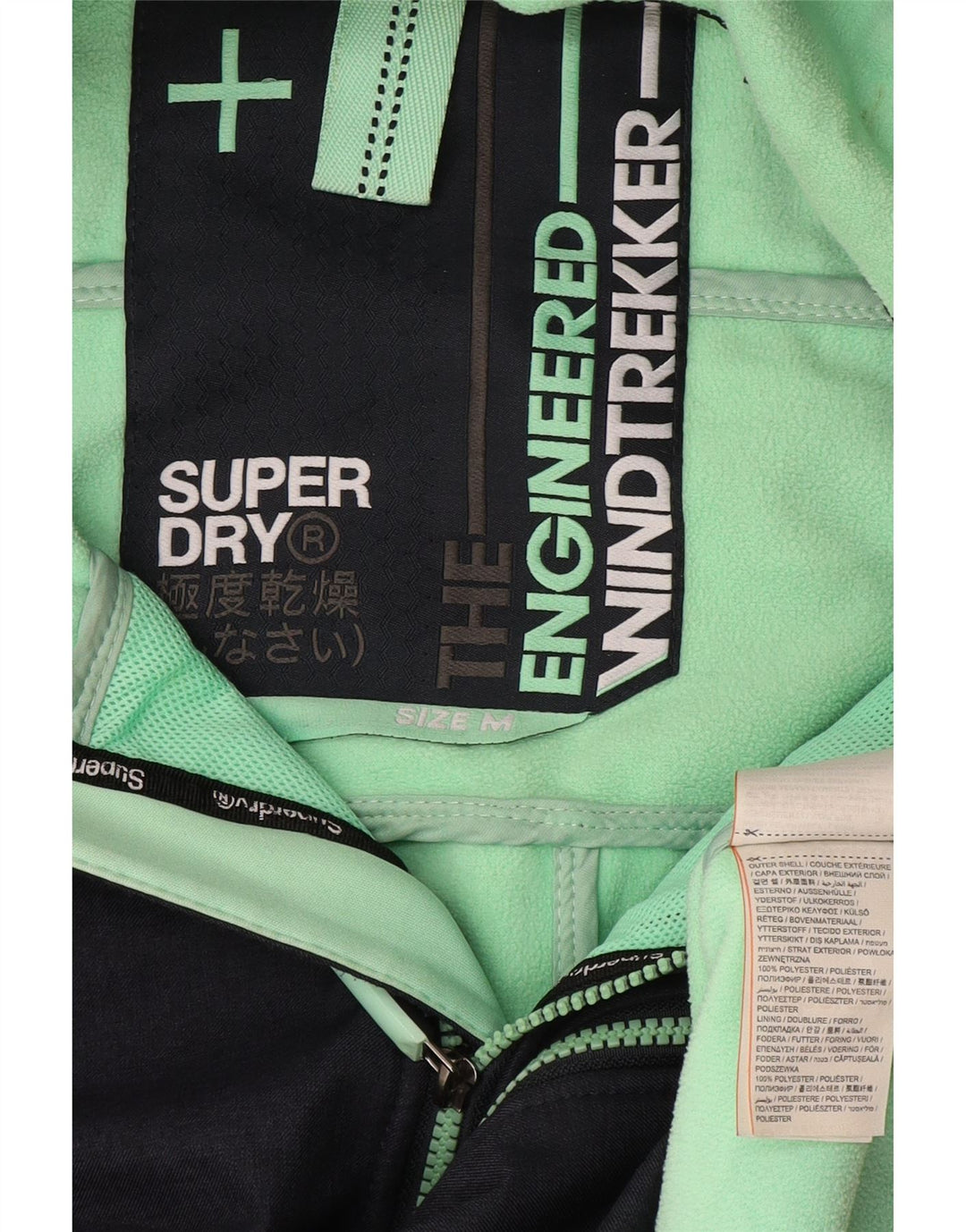 Jaqueta corta-vento masculina Superdry Windtrekker com capuz Reino Unido 38 azul marinho médio