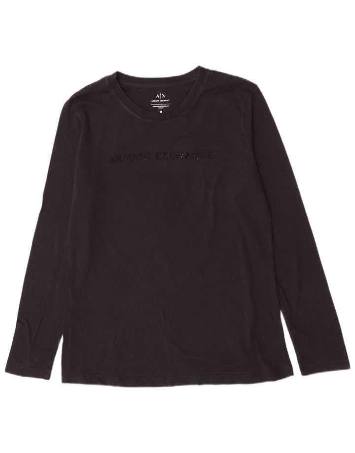 Top gráfico feminino Armani Exchange manga comprida Reino Unido 12 médio preto