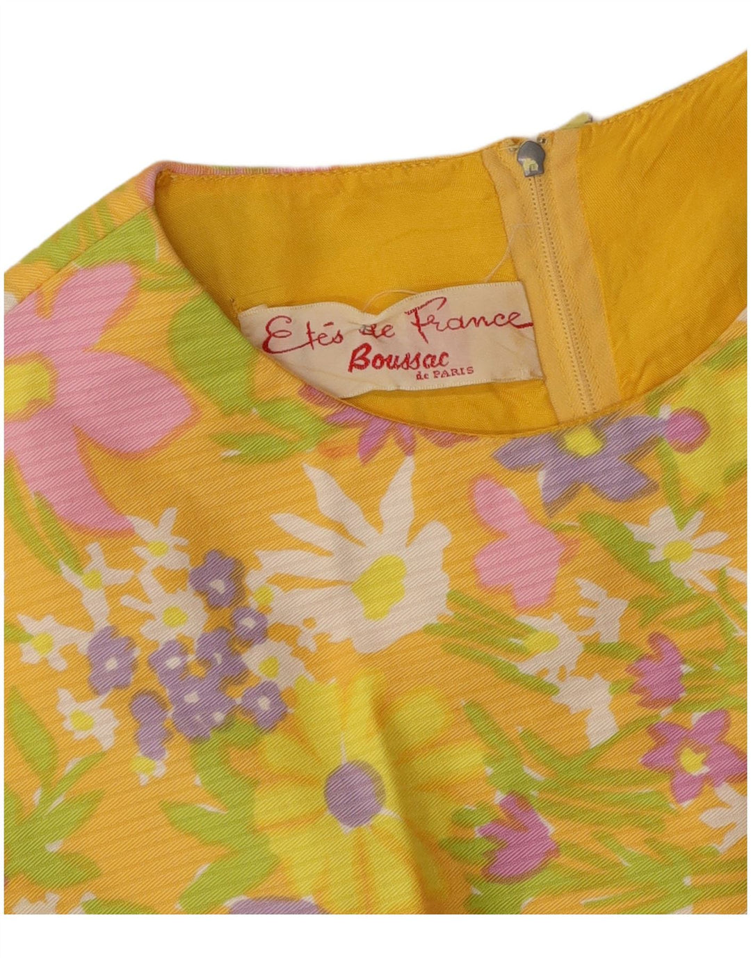 Vestido feminino BOUSSAC sem mangas com bainha UK 14 médio amarelo floral