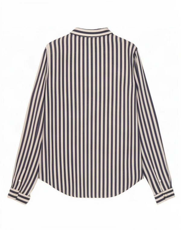 Camisa feminina Zara UK 6 XS azul marinho listrado viscose
