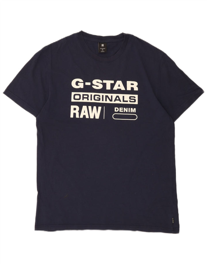 Camiseta gráfica masculina G-Star Top médio algodão azul marinho