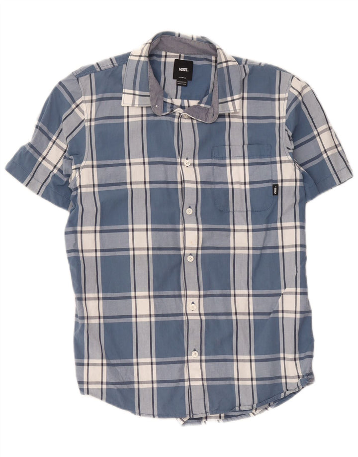 Camisa masculina Vans de manga curta Classic Fit XS azul xadrez
