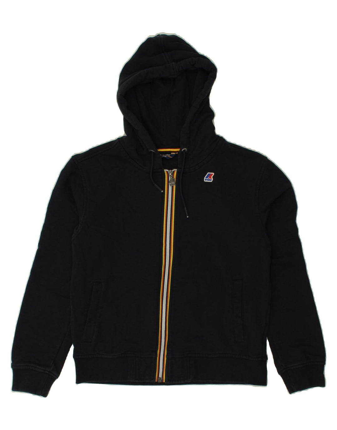 K-WAY Girls Zip Hoodie Sweater 7-8 Years Navy Blue Cotton Vintage K-Way and Second-Hand K-Way from Messina Hembry 