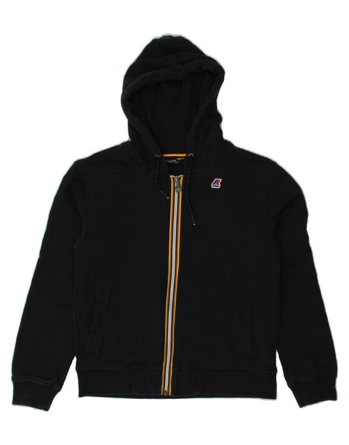 K-WAY Girls Zip Hoodie Sweater 7-8 Years Navy Blue Cotton Vintage K-Way and Second-Hand K-Way from Messina Hembry 
