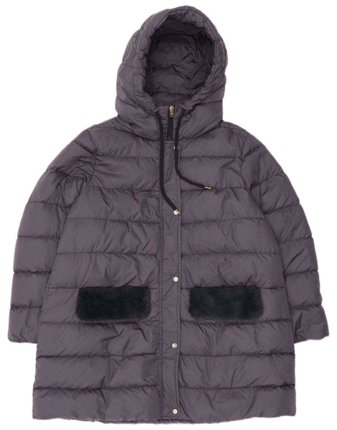 Casaco acolchoado com capuz grande Herno feminino IT 48 XL cinza poliamida