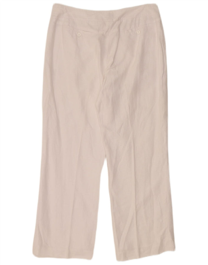 Calça feminina Jaeger de terno reto UK 14 grande W34 L29 linho branco