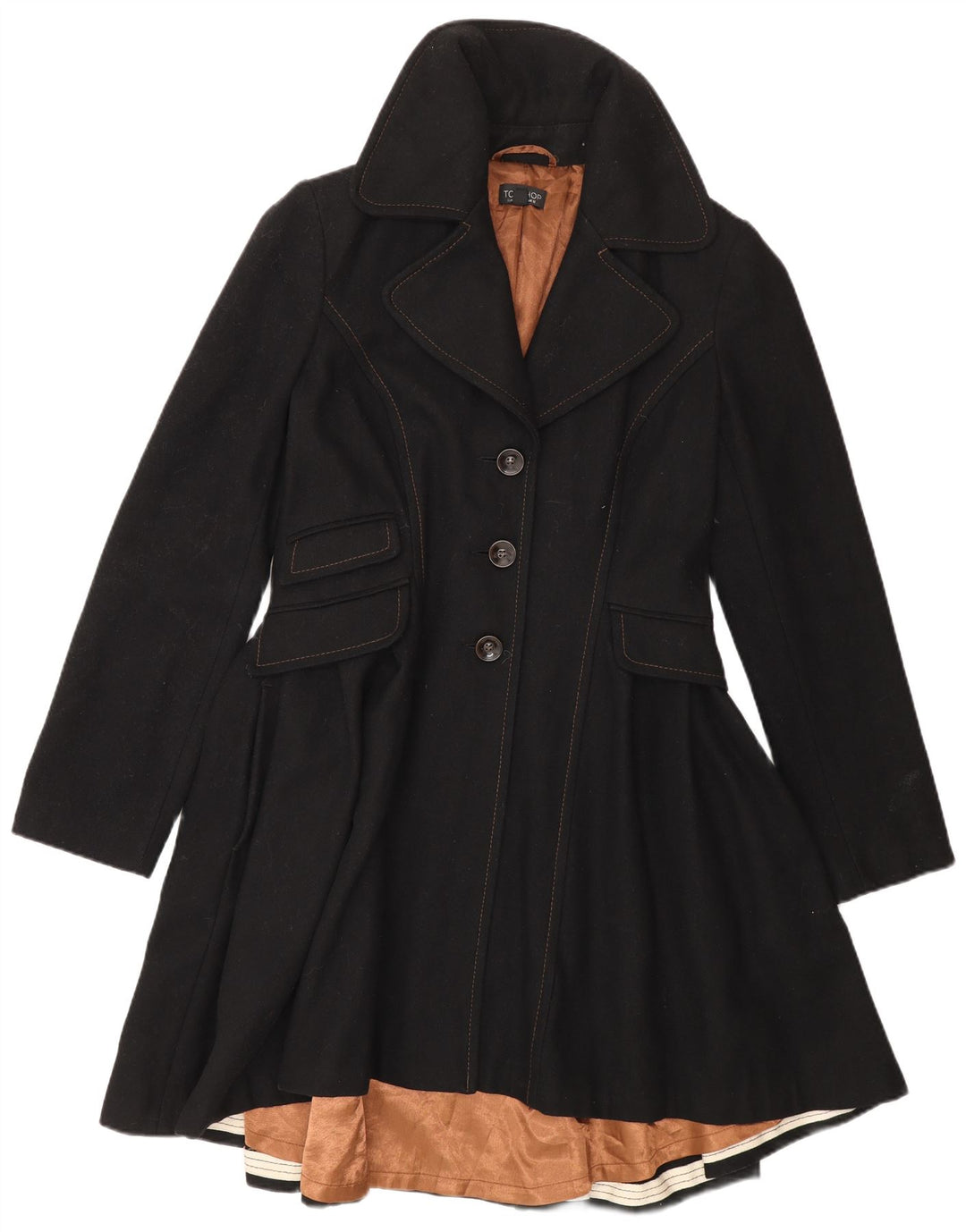 Casaco feminino Topshop Princess UK 12 lã preta média