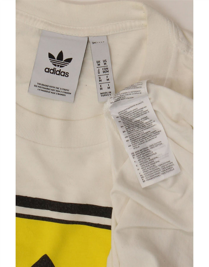 ADIDAS Mens Graphic T-Shirt Top Médio Algodão Branco