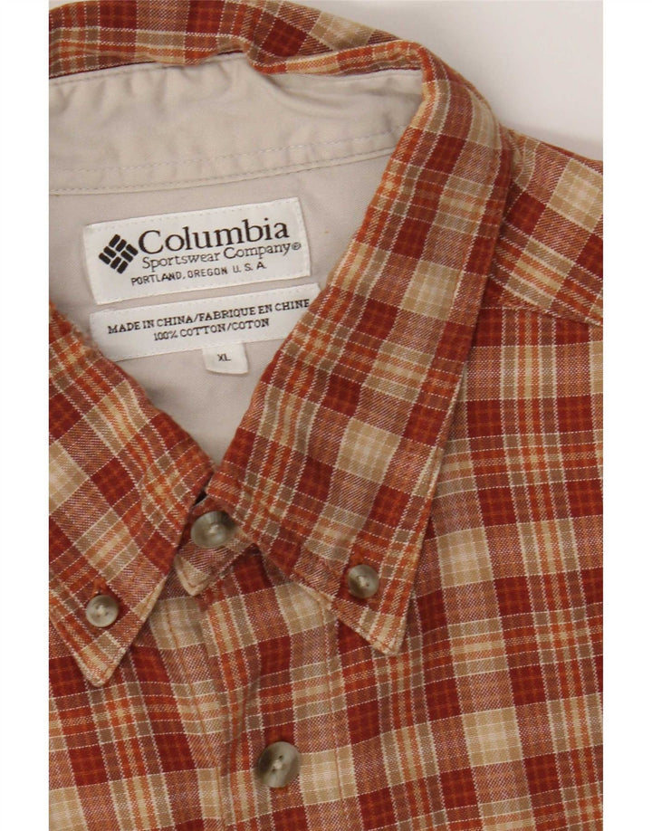 Camisa masculina de flanela Columbia XL laranja xadrez algodão