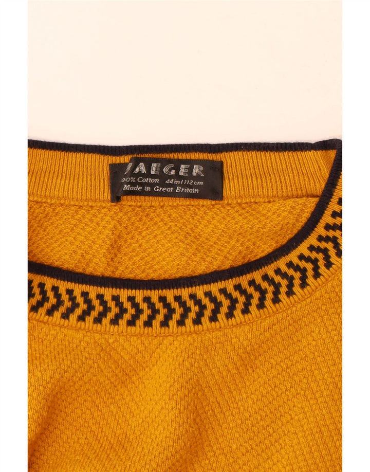 Suéter masculino Jaeger com gola redonda UK 44 XL algodão amarelo